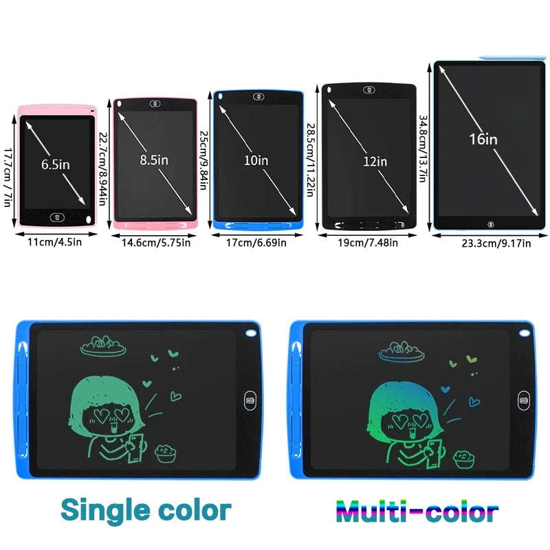 6.5/8.5/10/12/16Inch LCD Drawing Board Writing Tablet Digit Magic Blackboard Art Painting Tool Kids Toys Brain Game Child'S Gift